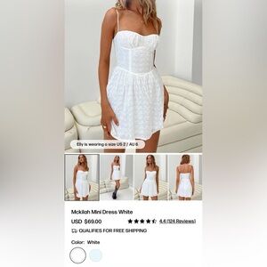 Princess Polly White Eyelet Sweetheart Mini Dress